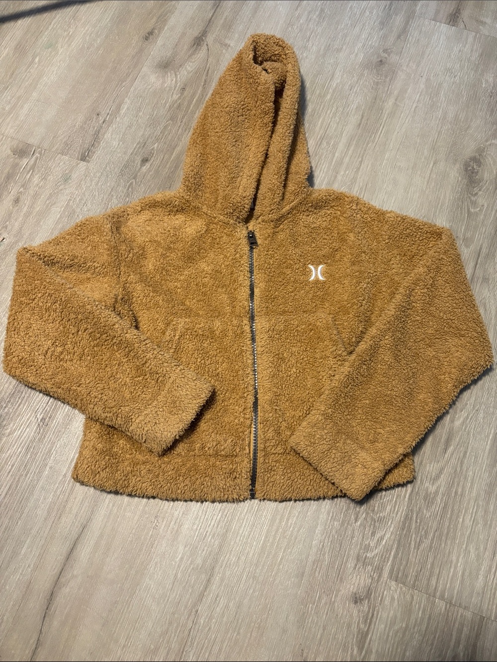 Hurley Kids Hooded Sherpa Puffer Jacket - Brown 8-10 Years